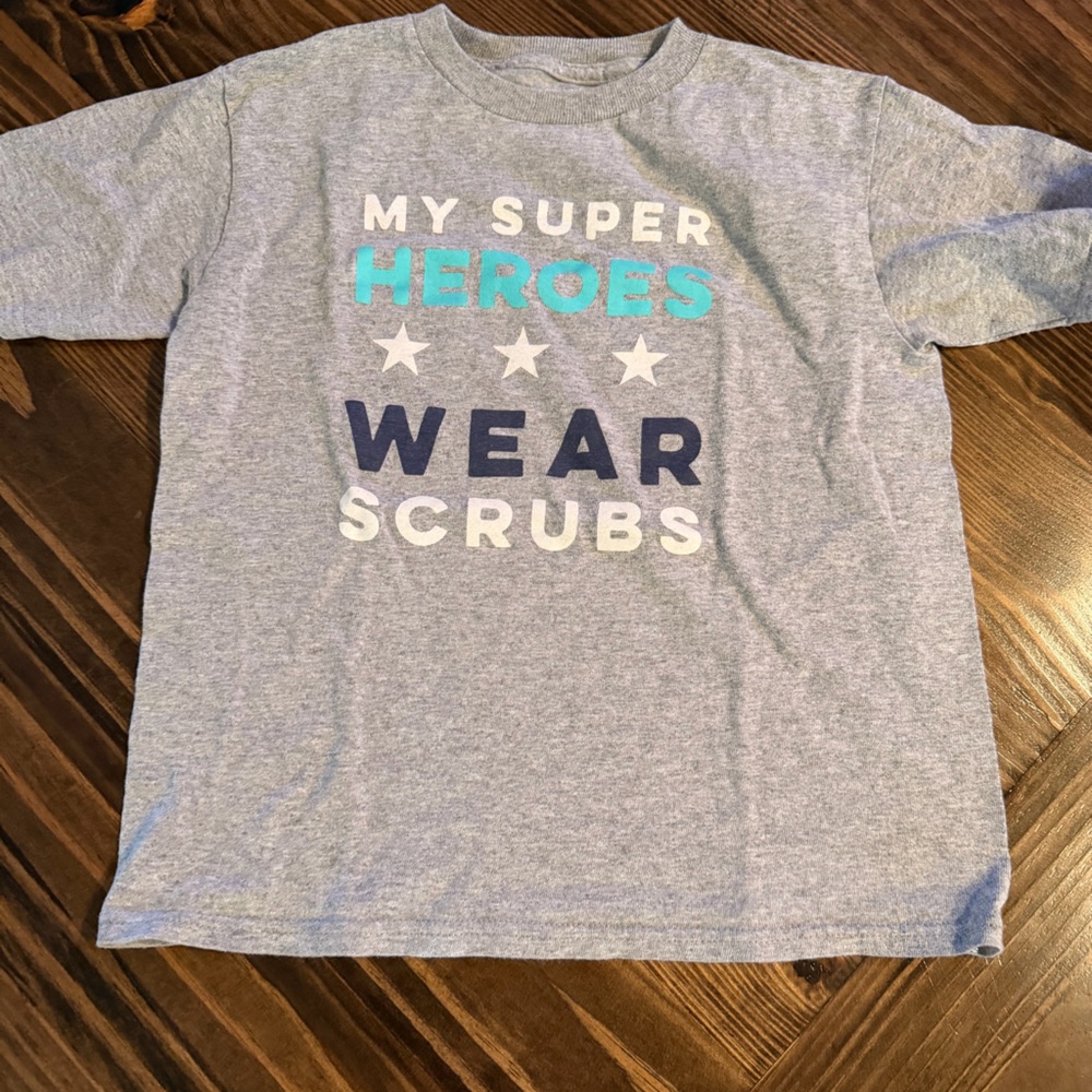 Carter's Gray Tee with Blue and White Print